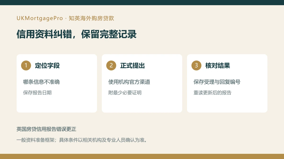 信用资料纠错,保留完整记录:定位字段、正式提出、核对结果