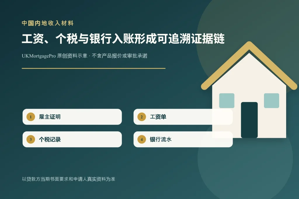中国内地收入申请英国房贷:工资、个税和流水怎样互相印证?的原创主题示意图