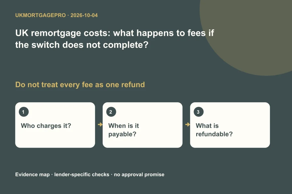 Original remortgage refund illustration separating the fee recipient, payment trigger and refund conditions.