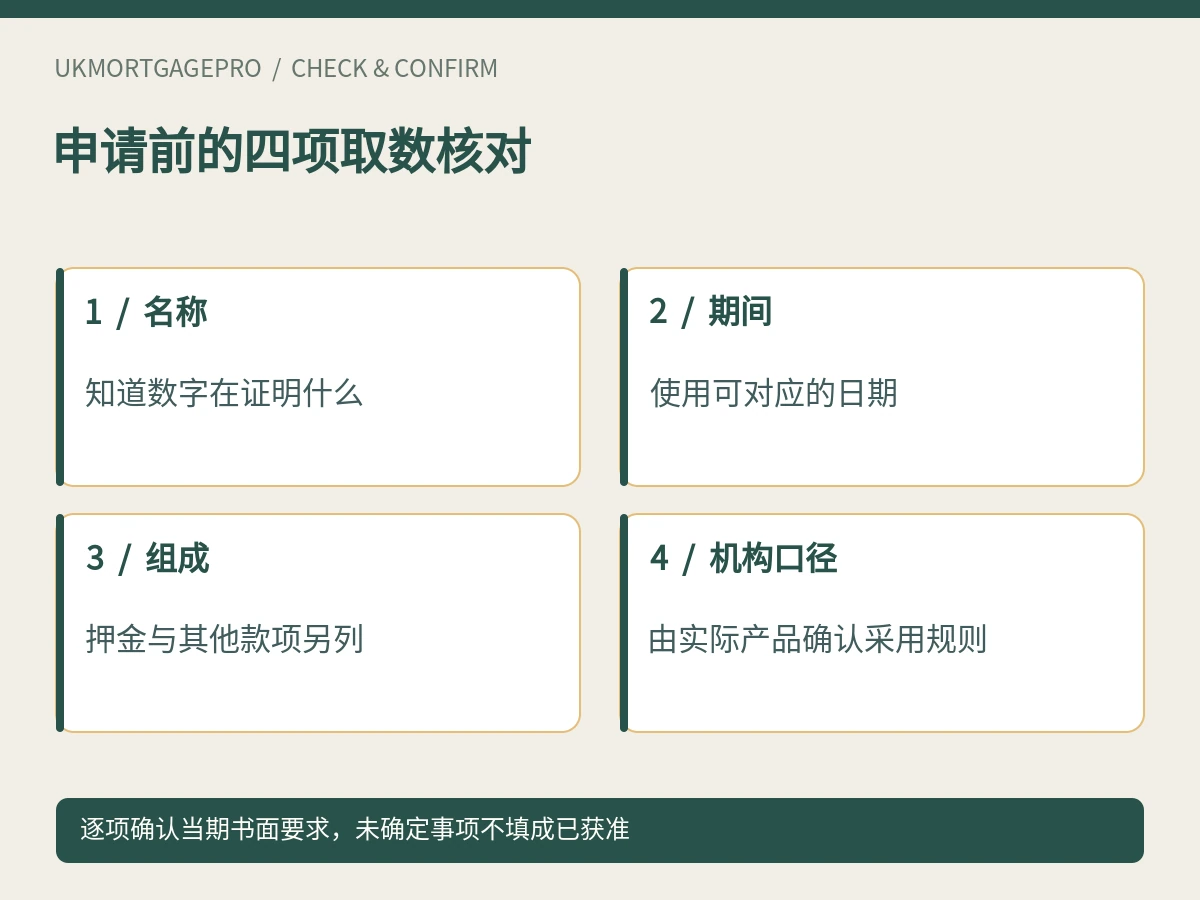 申请前的四项取数核对：名称、期间、组成、机构口径
