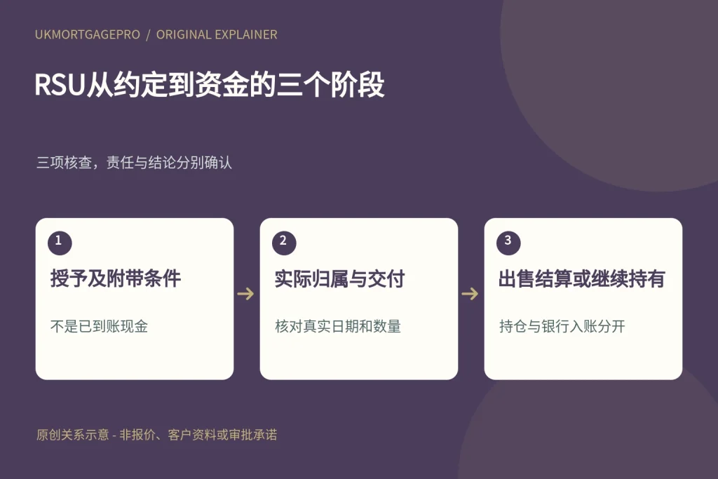 RSU从约定到资金的三个阶段:授予及附带条件、实际归属与交付、出售结算或继续持有