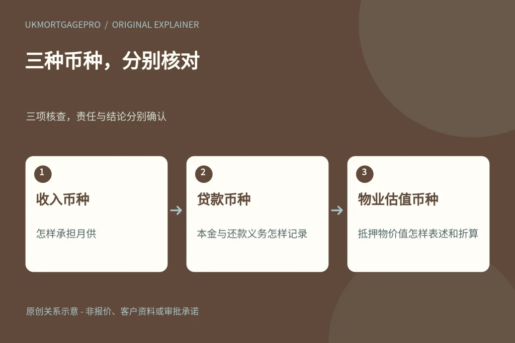 三种币种,分别核对:收入币种、贷款币种、物业估值币种