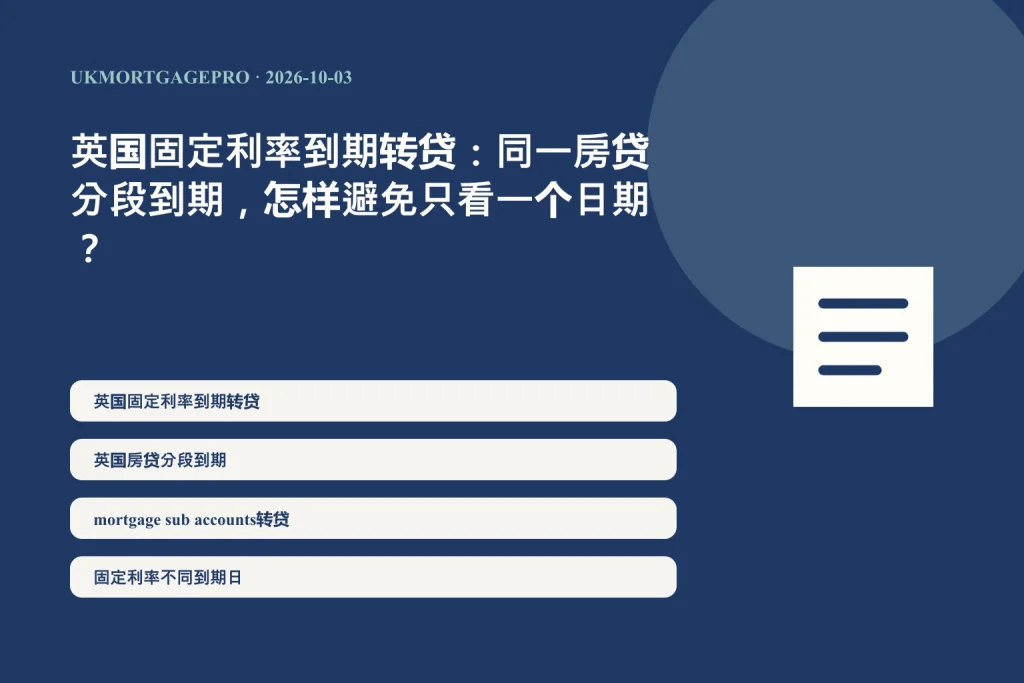 英国固定利率到期转贷:同一房贷分段到期,怎样避免只看一个日期? — UKMortgagePro original topic illustration