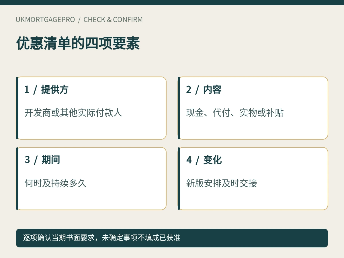 优惠清单的四项要素:提供方、内容、期间、变化