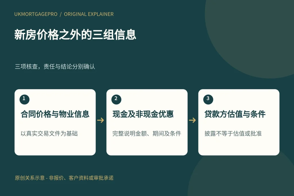 新房价格之外的三组信息:合同价格与物业信息、现金及非现金优惠、贷款方估值与条件