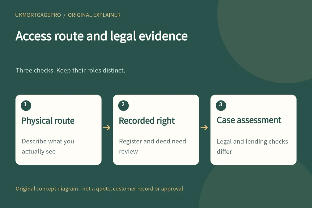 Access route and legal evidence: Physical route - Recorded right - Case assessment
