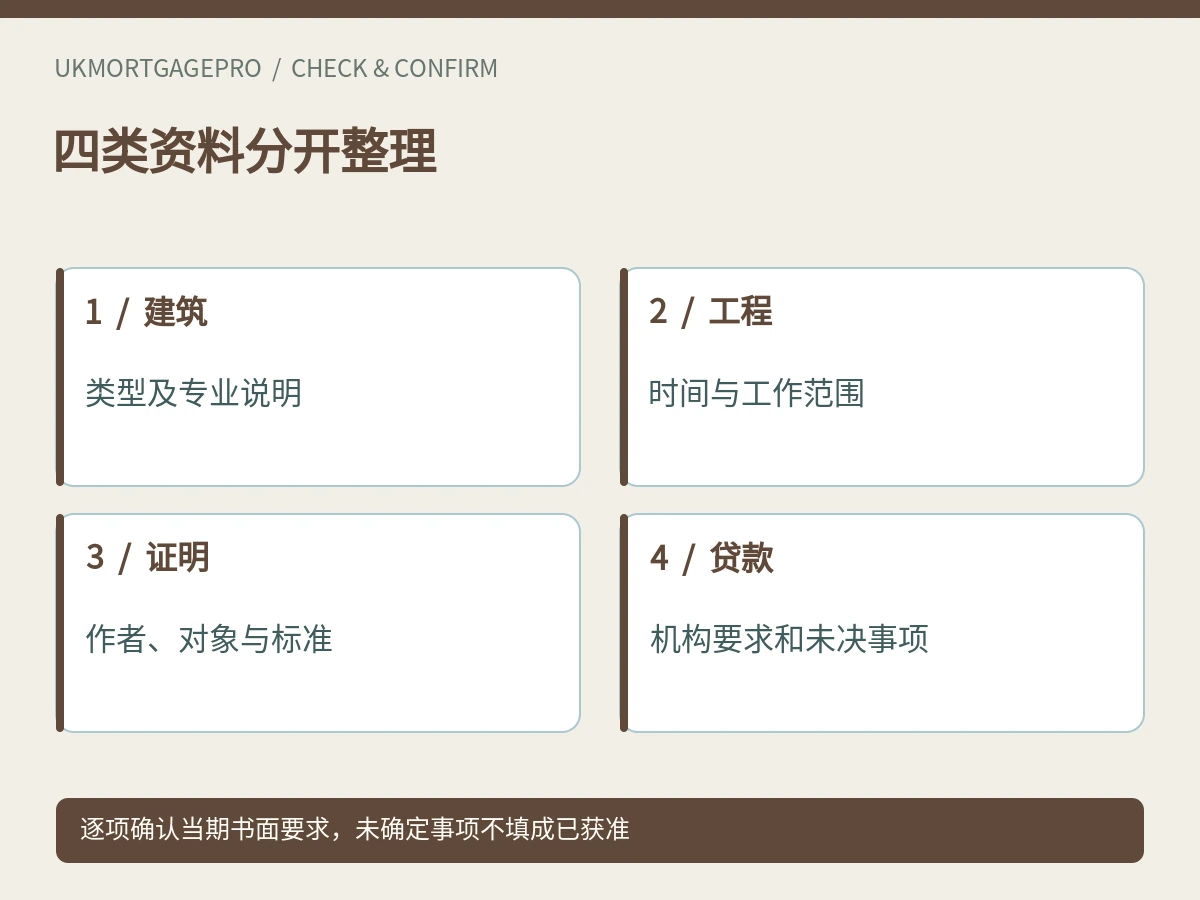四类资料分开整理:建筑、工程、证明、贷款